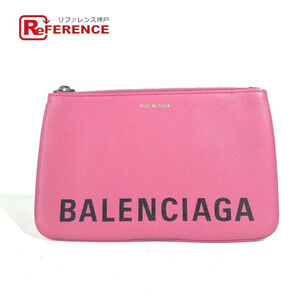 BALENCIAGA Logo VILLE Clutch Bag Clutch Leather Pink